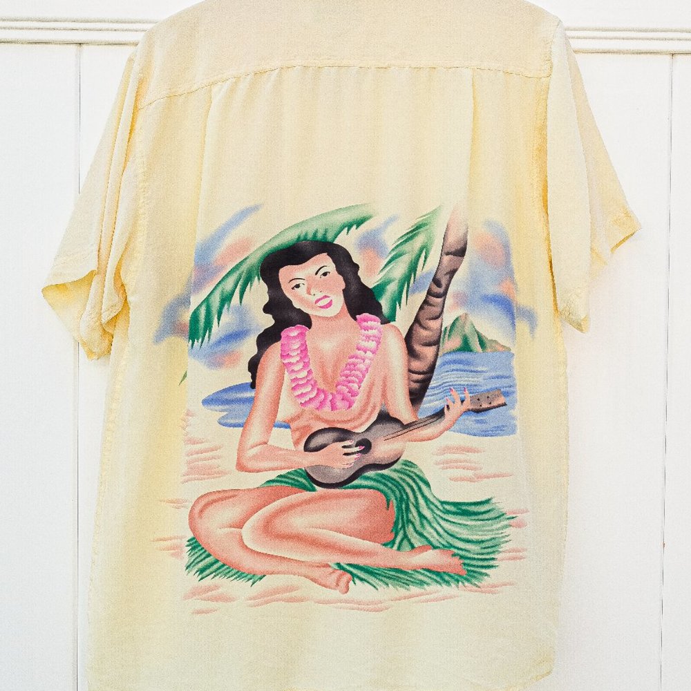 Vintage Silk Avanti Aloha Shirt - “Hula Girl"